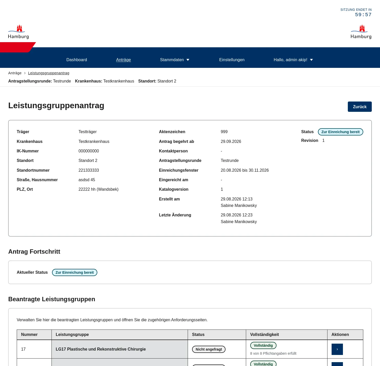 Screenshot von Krankenhausplattform Hamburg