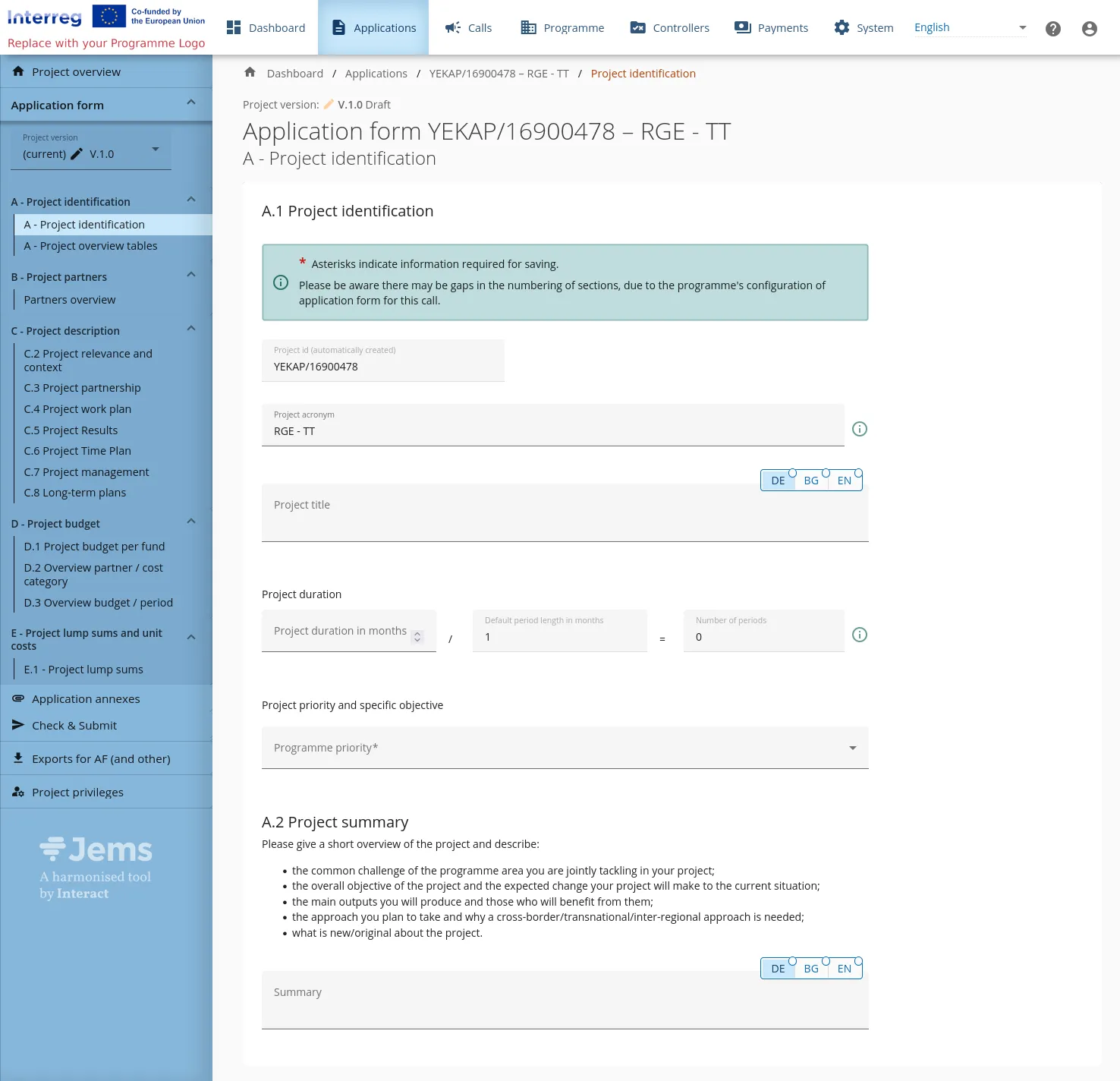 Screenshot von Joint Electronic Monitoring System